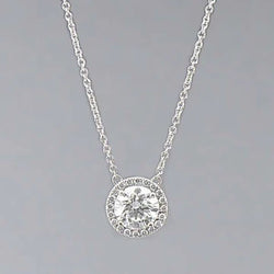 Fonkelende Echt Diamanten Hanger Ketting 1,71 Ct Rond Geslepen Wit Goud 14K