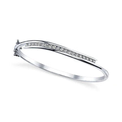 Sprankelende Ronde uit de aarde gewonnen Diamanten Dames Bangle 5 Ct Witgoud