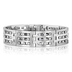 Fonkelende Ronde Echt Diamanten Heren Solide Armband 6 Karaat 14K Witgoud