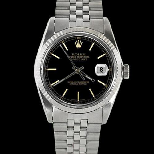 Gecanneleerde lunette Rolex Heren Datumjust horloge stok wijzerplaat roestvrij staal jubileum

