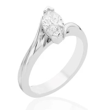 Gedraaide Schacht 1,75 Ct Markiezin Echt Diamanten Solitaire Ring Wit Goud 14K
