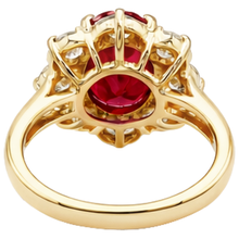 Afbeelding in Gallery-weergave laden, Geel goud 14K rode robijn Natuurlijke echte diamanten ( niet in een laboratorium gekweekt ) trouwring sieraden 4 karaat

