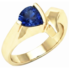 Afbeelding in Gallery-weergave laden, Geel gouden edelsteen ring biljoen vormige Ceylon saffier 1 karaat
