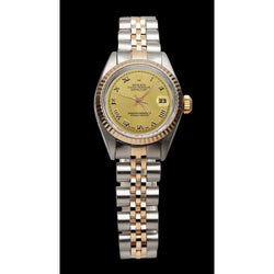 Geelgoud en roestvrij staal jubileum Rolex dameshorloge met datumaanduiding