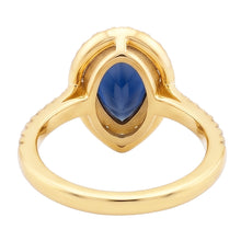 Afbeelding in Gallery-weergave laden, Geelgouden Halo Peer Srilanka Saffier Ring &amp; Diamanten 4 Karaat
