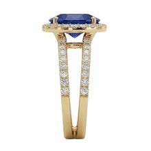 Afbeelding in Gallery-weergave laden, Geelgoud IGI GECERTIFICEERDE Diamanten Verlovingsring Set Ovaal Ceylon Kleur Saffier Sieraden
