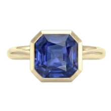 Afbeelding in Gallery-weergave laden, Natuurlijke (niet labgekweekte) Geelgouden Solitaire Ring met Ceylon Saffier in Kastzetting, 5 Karaat
