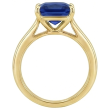 Afbeelding in Gallery-weergave laden, Natuurlijke Echte (Niet Labgekweekt) Geelgouden Solitaire Ring met Princess Geslepen Blauwe Saffier Edelsteen 5 Karaat
