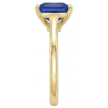 Afbeelding in Gallery-weergave laden, Natuurlijke Echte (Niet Labgekweekt) Geelgouden Solitaire Ring met Princess Geslepen Blauwe Saffier Edelsteen 5 Karaat
