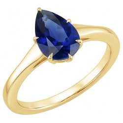 Geelgouden Solitaire Ring Teardrop-stijl Ceylon Sapphire 2,50 karaat
