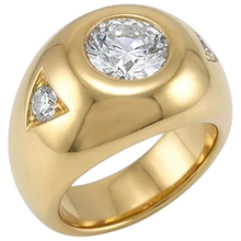 Afbeelding in Gallery-weergave laden, Herenring Geelgoud met Drie Oud Slijpsel Ronde Diamanten 2.25 Karaat
