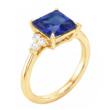 Afbeelding in Gallery-weergave laden, Geelgouden Jubileumring met Blauwe Saffier &amp; Natuurlijke uit de aarde gewonnen Diamanten 5.25 Karaat
