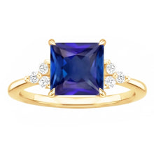 Afbeelding in Gallery-weergave laden, Geelgouden Jubileumring met Blauwe Saffier &amp; Natuurlijke uit de aarde gewonnen Diamanten 5.25 Karaat
