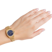 Afbeelding in Gallery-weergave laden, Geelgouden Rolex-dameshorloge in presidentiële stijl met datum, gewoon blauwe Romeinse wijzerplaat P2
