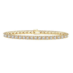 Geelgoud Ronde Natuurlijke uit de aarde gewonnen Diamanten Tennisarmband 12 Karaat