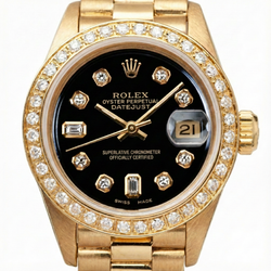 YG President-stijl Rolex Datejust Horloge Lunette Diamanten Wijzerplaat Zwart