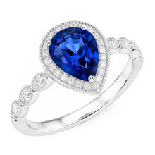 Afbeelding in Gallery-weergave laden, Gekleurde Steen Ring 14 Karaat Witgoud – Blauwe Saffier
