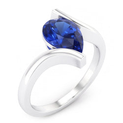 Gekleurde Steen Ring 14K Witgoud met Korenbloem Saffier – 1,50