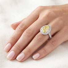 Afbeelding in Gallery-weergave laden, Gele Kanarie Diamant Halo Ring – VVS Zuiverheid 3 karaat 14
