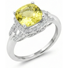 Afbeelding in Gallery-weergave laden, Gele saffier en Natuurlijke echte diamanten ( niet in een laboratorium gekweekt ) 4 karaats ring wit goud 14K
