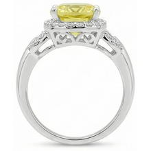 Afbeelding in Gallery-weergave laden, Gele saffier en Natuurlijke echte diamanten ( niet in een laboratorium gekweekt ) 4 karaats ring wit goud 14K
