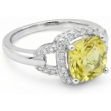 Afbeelding in Gallery-weergave laden, Gele saffier en Natuurlijke echte diamanten ( niet in een laboratorium gekweekt ) 4 karaats ring wit goud 14K
