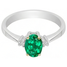 Afbeelding in Gallery-weergave laden, Sieraadsteen Ring Bicolor 14K Goud met Fijne Smaragd – hoekaanzicht
