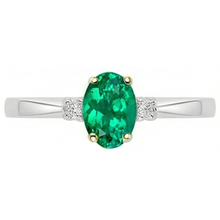 Afbeelding in Gallery-weergave laden, Ovaal Fijne Smaragd ring in Bicolor 14K Goud – profielaanzicht
