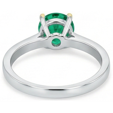 Afbeelding in Gallery-weergave laden, Smaragd Gekleurde Steen Ring 3-karaat Bicolor 14K Goud – achteraanzicht
