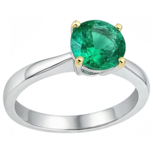 Afbeelding in Gallery-weergave laden, Smaragd Gekleurde Steen Ring 3-karaat Bicolor 14K Goud – hoekaanzicht
