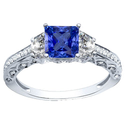 Korenbloem Saffier Edelsteen Ring – 14K Witgoud 5 karaat