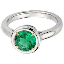Afbeelding in Gallery-weergave laden, Smaragd Edelsteen Ring 2 karaat 14 Karaat Tweekleurig Goud – zijaanzicht

