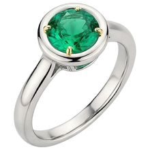 Afbeelding in Gallery-weergave laden, Edelsteen Ring 14 Karaat Tweekleurig Goud met Smaragd – hoekaanzicht
