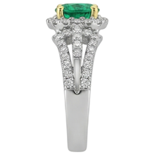 Afbeelding in Gallery-weergave laden, Smaragd Edelsteen Ring 2,50-karaat 14 Karaat Tweekleurig Goud – bovenaanzicht
