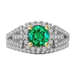 Edelsteen Ring 14 Karaat Tweekleurig Goud – Smaragd Rond