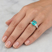 Afbeelding in Gallery-weergave laden, Geraffineerd Halo Ring – Neon Paraiba 3 karaat – HarryChadEnt
