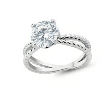 Afbeelding in Gallery-weergave laden, Trouwring met gespleten schacht, solitaire met uit de aarde gewonnen diamant van 3 ct, Witgoud 14K
