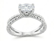 Afbeelding in Gallery-weergave laden, Trouwring met gespleten schacht, solitaire met uit de aarde gewonnen diamant van 3 ct, Witgoud 14K
