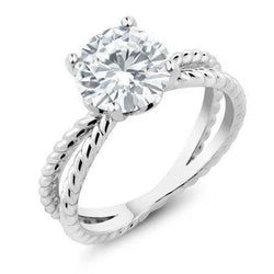 Gespleten Schacht Echt Diamanten Solitaire 3 Kt Trouwring Wit Goud 14K