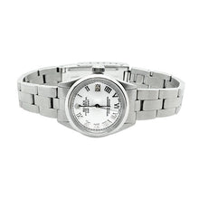 Afbeelding in Gallery-weergave laden, Gladde lunette witte Romeinse wijzerplaat Rolex Datumjust dameshorloge roestvrij staal Oester
