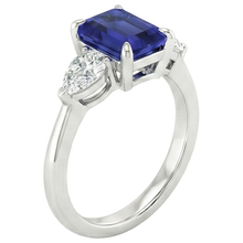 Afbeelding in Gallery-weergave laden, Edelsteen Ring 14K Witgoud met Royal Blue Saffier – profielaanzicht
