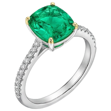 Afbeelding in Gallery-weergave laden, Edelsteen Ring Bicolor 14K Goud met Colombiaanse Smaragd – vooraanzicht

