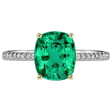 Afbeelding in Gallery-weergave laden, Colombiaanse Smaragd Edelsteen Ring 2,50 karaat Bicolor 14K Goud – hoekaanzicht
