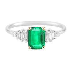 Ambachtelijk Smaragd Gekleurde Steen Ring 2 karaat – Bicolor 14K
