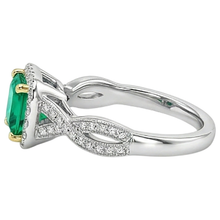 Afbeelding in Gallery-weergave laden, Gekleurde Steen Ring Bicolor 14K Goud met Smaragd – bovenaanzicht
