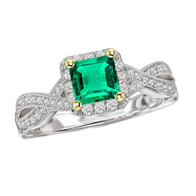 Afbeelding in Gallery-weergave laden, Smaragd Gekleurde Steen Ring 2,50 karaat Bicolor 14K Goud – hoofdaanzicht
