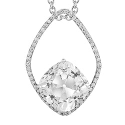 Cushion Slijpvorm Diamant Druppel Hanger in 14K Witgoud – 6,50