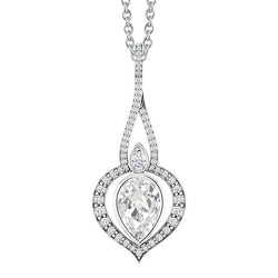Briljant Druppel Hanger – Bezel Gezet 1,50 karaat 14K Witgoud