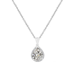Antiek Cushion Diamant Druppel Hanger in 14 Karaat Witgoud – 1