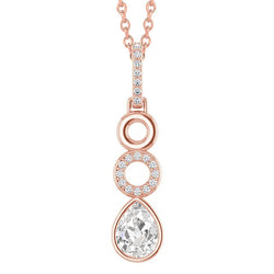 Fijne Diamant Hanger Halsketting – Bezel Gezet 1 karaat 14K Rosé